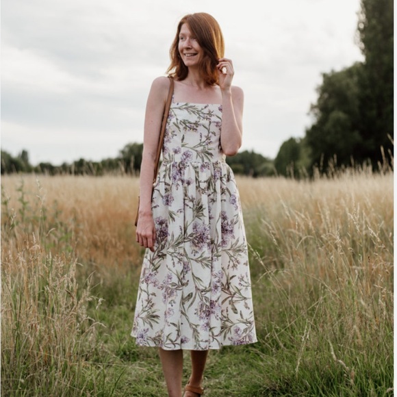 H&M Floral Cotton Midi Dress with Pockets - Picture 11 of 12